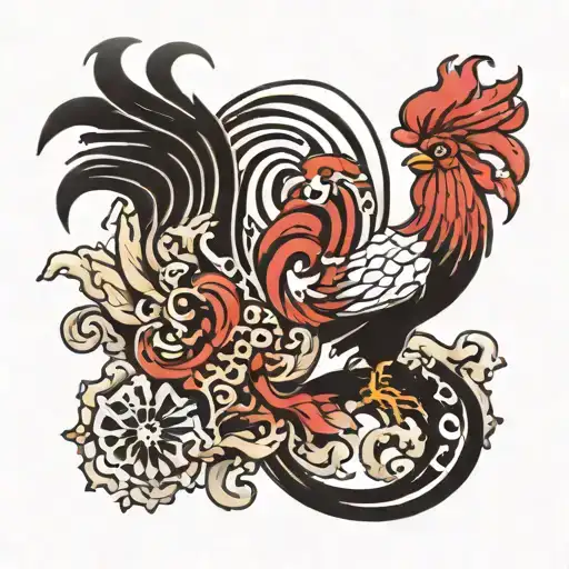 Ox Rooster Ying Yang Symbol