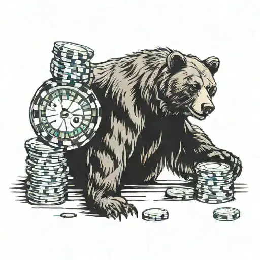 Bear Making A Bet On The Casino Chip