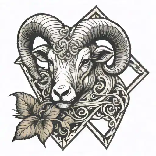 Aries Glyph Inside A Triangle Outline Intertwined