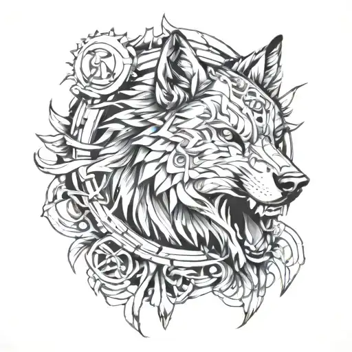 Concept Tattoo Design Combining Elements Strength Wolf Sparta