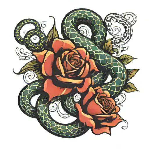 Roses Snake Intertwined