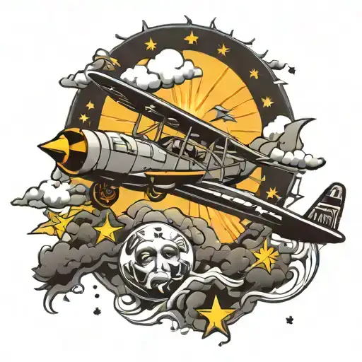 Sun Moon Stars Airplane