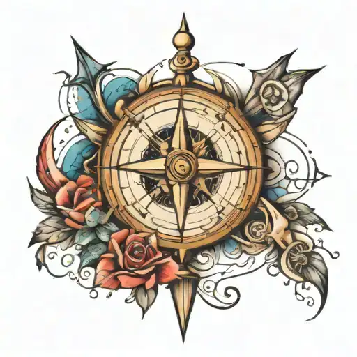 Ship And Compass Rose
