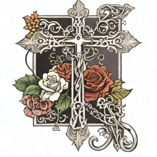 Cross With Rosary Wrapped