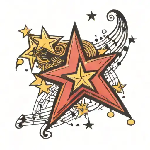 Shooting Star With Music Notes