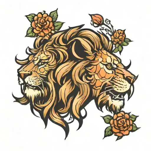 A Tattoo On The Back Of The Hand Featuring A Lion