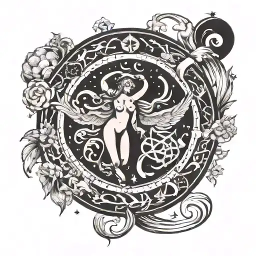 Virgo And Cancer Zodiac Sign Including Celestial Bodies
