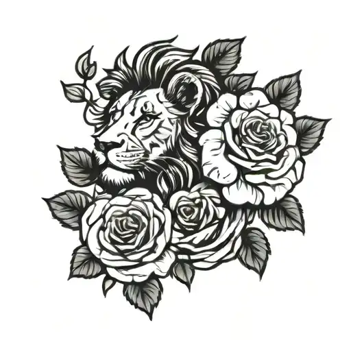 Lion And Rose Intertwined