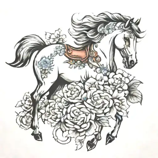 Horse And Flowers