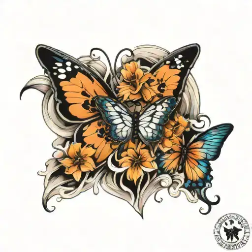 Butterfly And Dog Paw Print