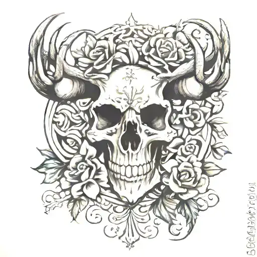 Fleur De Lis And Deer Skull