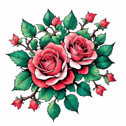 Tangled Thorny Vine With Small Roses