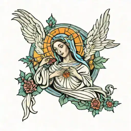 The Virgin Mary Looking Up Too Jesus Christ Crucified