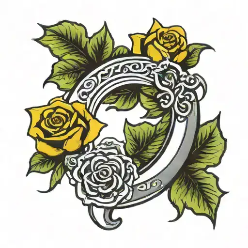 Horseshoe With Yellow Rose