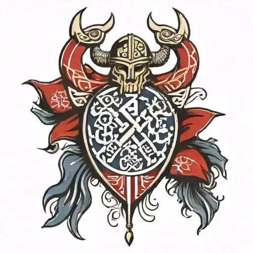 Viking Tattoo With Flags Of The Nordic Countries