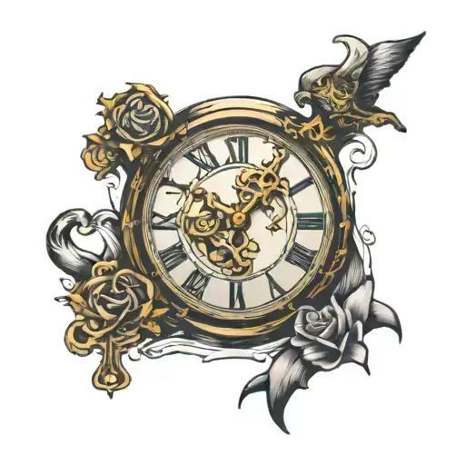 Clock And Cross Intertwined