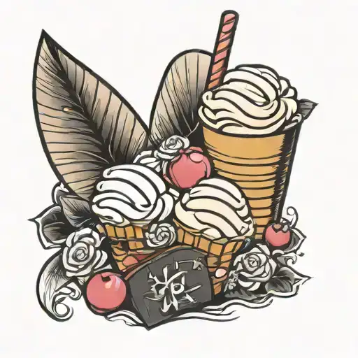 Chinese To Go Box And Ice Cream Cone