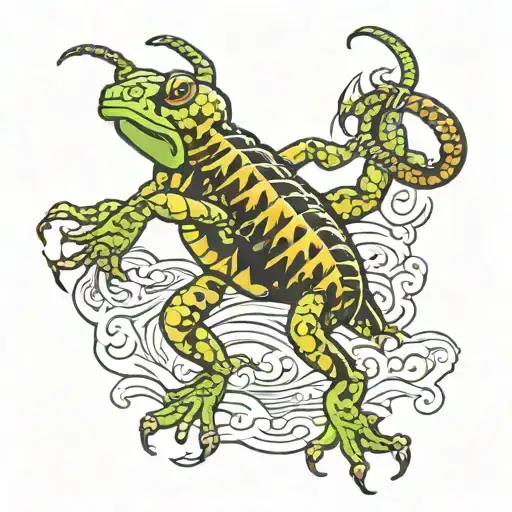 Scorpion Riding On The Back Of A Swimming Frog