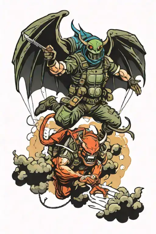 Demon Parachuting Airborne Soldier