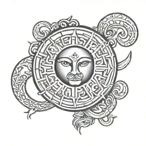 Armband Tattoo Featuring Moon Surrounded By Leo Zodiac Sign And Cancer Zodiac Sign