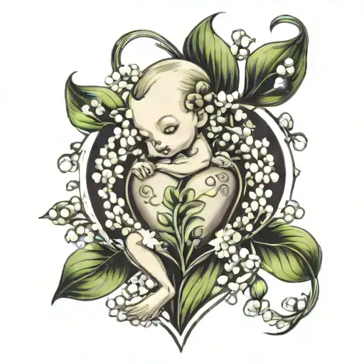 Lily Of The Valley Heart With Kewpie Doll Inside