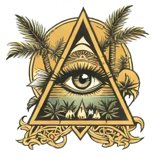 All Seeing Eye Illuminati Palm Tree