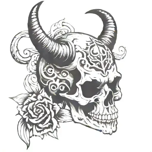 Satanism Skull With Horns