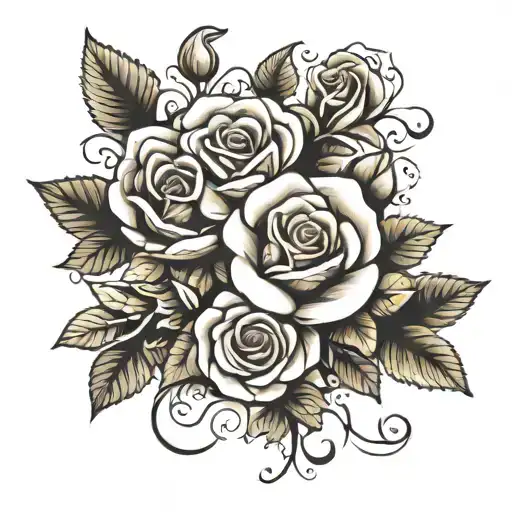 Black And White Simpel Rose And Violet Flower