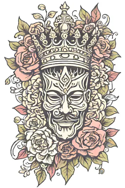 King Crown Surrounded By Bold Flowers
