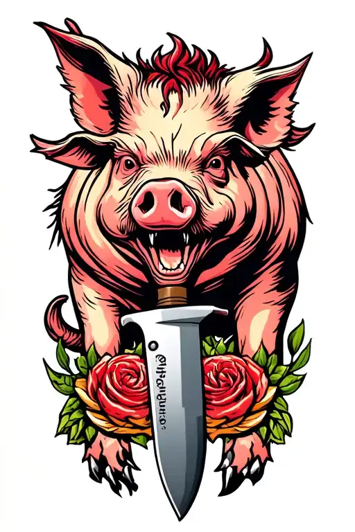 Butcher Knife With Pig On It
