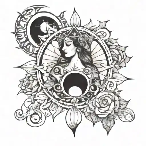 Goddess Icis With The Sun Moon