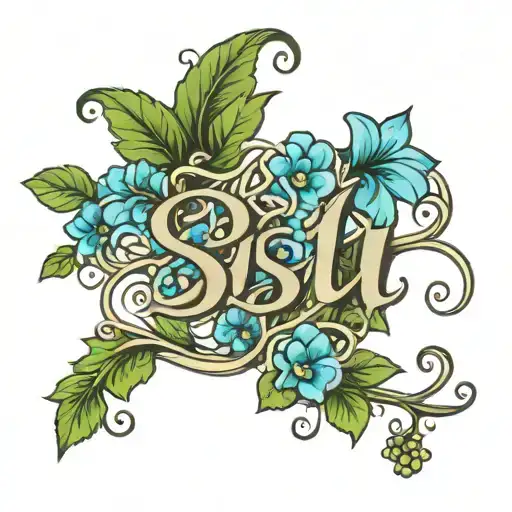 The Word Sisu In Script With Vines And Flowers Intertwined
