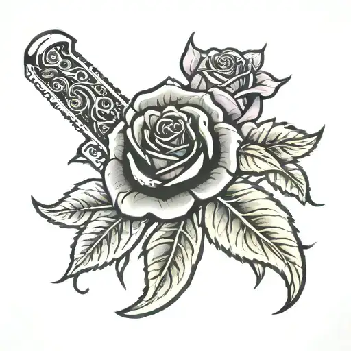 Machete With Two Rose Growing