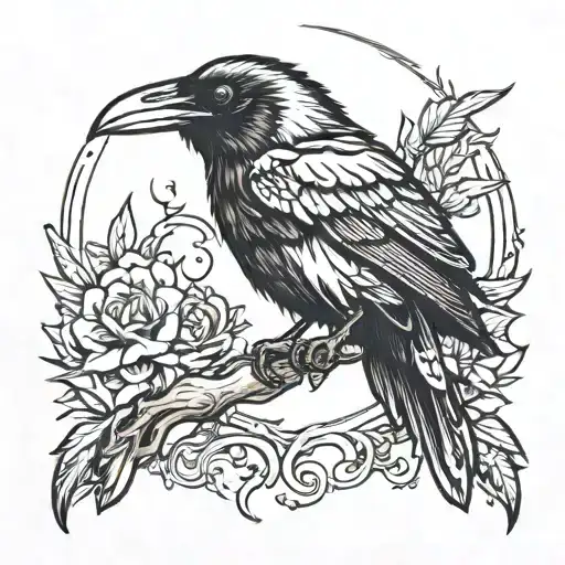 Front Facing Raven Perched