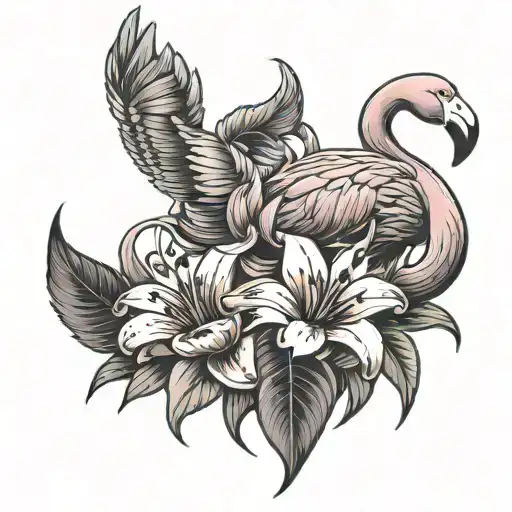 Flamingo Harley Davidson And Lillies