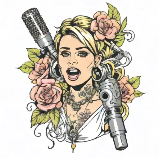 Music Microphone Singer Flowers Miley Cyrus