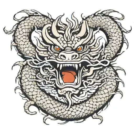 East Asian Dragon Coiled