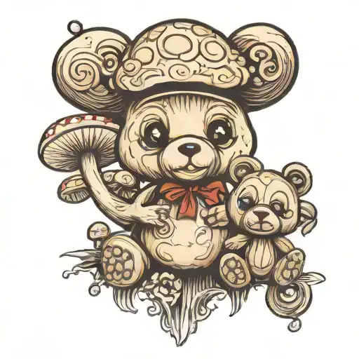 Mushroom And Teddy Bear