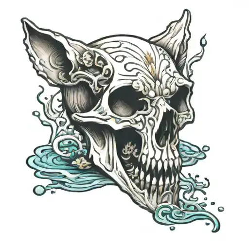 Wolf Skull In Water
