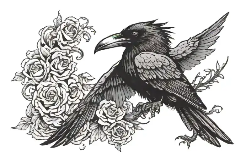 Half Decomposed Raven Flying