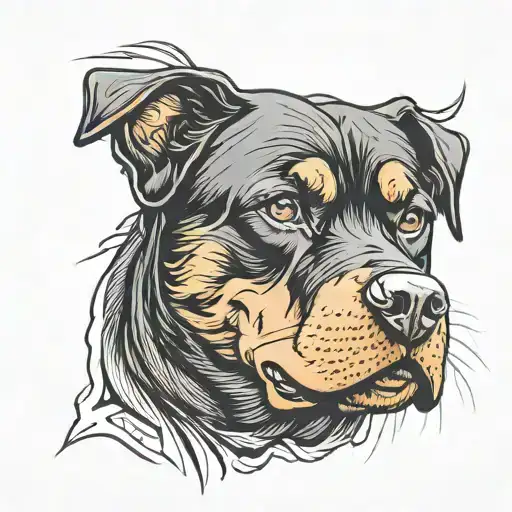 Rottweiler Head With Storm Background Black