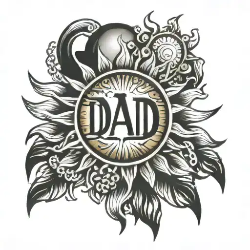 Sun With Word Dad Name