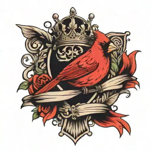 Cardinal With Crown On Banner Underneath