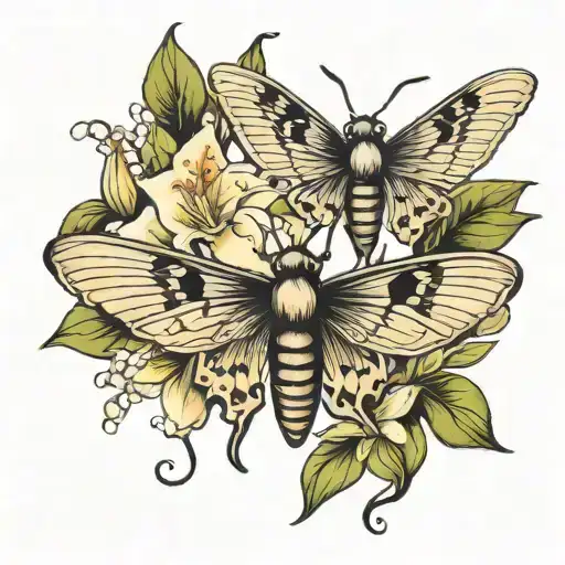 Moths With Lily Of The Vally Flower