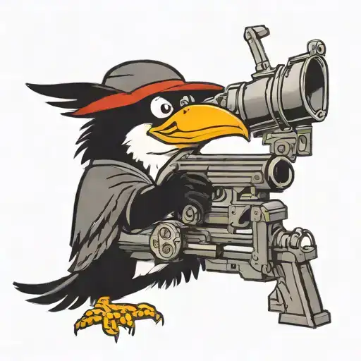 Looney Tunes Crow Shooting An M2 Browning Machine Gun