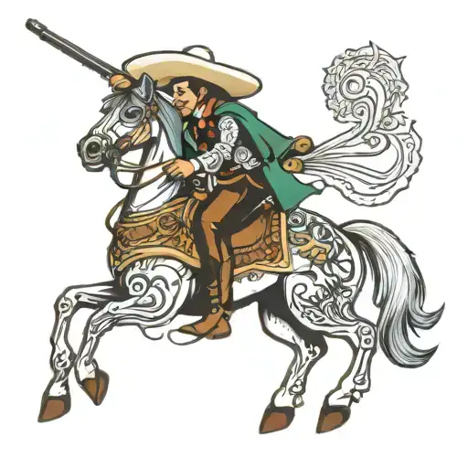 Mariachi And Guns On Horse