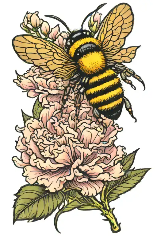 Bee On Carnation Stem