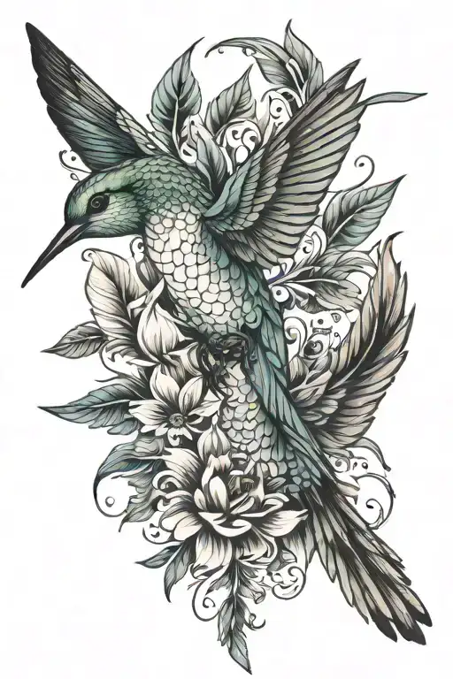 Humming Bird And Feathers