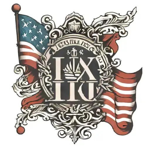 Roman Numerals Ix-viii-iviii With American Flag Waving