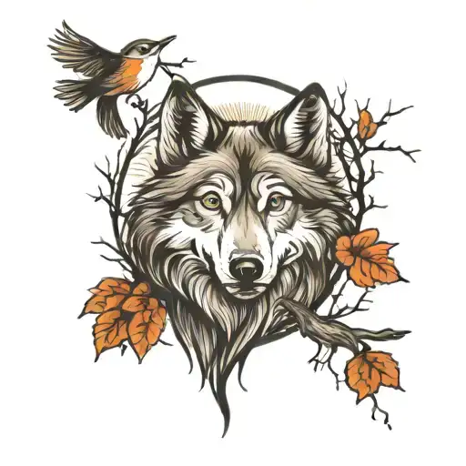 Wolf Moon Birds Woods